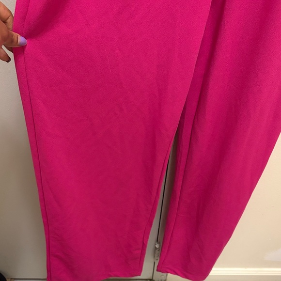NWT Fuchsia Sleeveless Belted Jumpsuit Wide Leg Minimalist - Picture 6 of 8